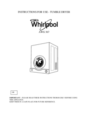 Whirlpool AWG 367 Instructions For Use Manual