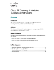 Cisco RF Gateway 1 Modules Installation Instructions Manual