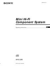 Sony MHC-GR5 Operating Instructions Manual