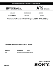Sony WEGA KLV 26HG2 Service Manual