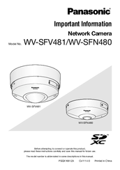 Panasonic WV-SFV480 Important Information Manual