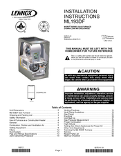 Lennox ML195DF MERIT SERIES Installation Instructions Manual