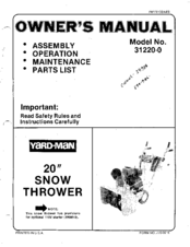 Yard-Man 31220-0 Owner's Manual