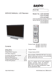 Sanyo LCD-32CA8Z-00 Service Manual