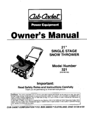 Cub Cadet 321 Owner's Manual