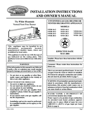 White Mountain Hearth VFSR-16-3 Installation Instructions And Owner's Manual