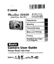 Canon PowerShot SD630 Digital ELPH Camera Basic User's Manual