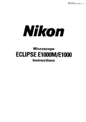 Nikon Eclipse E1000M Instructions Manual