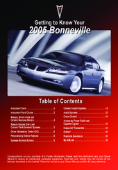 Pontiac 2005 Bonneville Getting To Know Manual