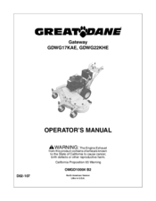 Great Dane GDWG22KHE Operator's Manual