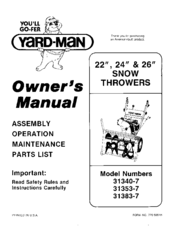 Yard-Man 31383-7 Owner's Manual