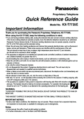 Panasonic KX-T7735E Quick Reference Manual