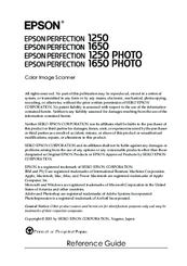 Epson PERFECTION 1650 Reference Manual