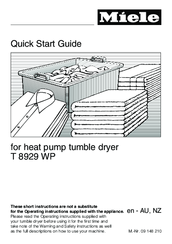 Miele T 8929 WP Quick Start Manual