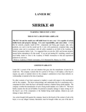 Lanier R/C Shrike 40 Assembly Manual