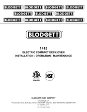 Blodgett 1415 Installation Operation & Maintenance