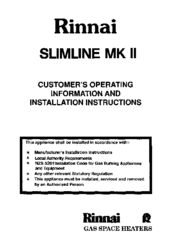 Rinnai Slimline 2 Operating Information & Installation Instructions