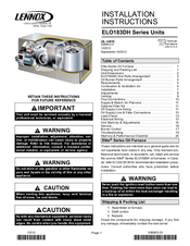 Lennox Elite ELO183DH Series Installation Instructions Manual