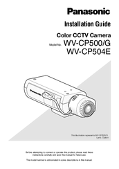 Panasonic WV-CP504E Installation Manual