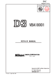 Nikon D3 VBA18001 Repair Manual