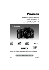 Panasonic DMC-GH1K - Lumix Digital Camera Operating Instructions Manual