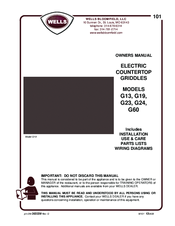 Wells G23 Installation Use & Care Parts Lists Wiring Diagrams