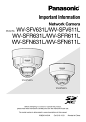 Panasonic WV-SFR631L Important Information Manual