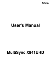 NEC MultiSync X841UHD User Manual