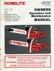 Homelite Super XL AO Owner's Operation And Maintenance Manual