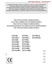Hobart EFT99RC Installation, Use And Maintenance Instructions