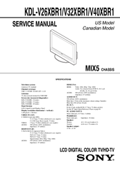 Sony BRAVIA XBR KDL-V40XBR1 Service Manual