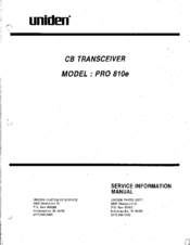 Uniden PRO 810e Service Information Manual