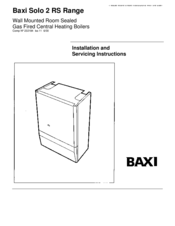 Baxi Solo 2 30 RS Installation And Servicing Instructions