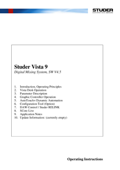Studer Vista 9 Operating Instructions Manual
