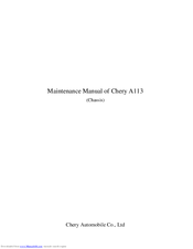 Chery A113 Maintenance Manual