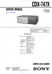 Sony CDX-747X - Compact Disc Changer System Service Manual