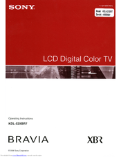 Sony Bravia KDL-52XBR7 Operating Instructions Manual