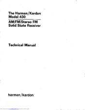 Harman Kardon 430 Technical Manual