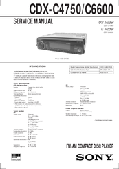Sony CDX-C4750 - Fm/am Compact Disc Player Service Manual
