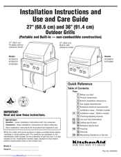 KitchenAid KFGN364 Installation Instructions And Use And Care Manual