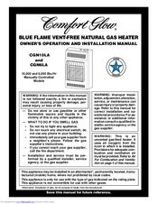Comfort Glow CGN10LA Owner's Operation And Installation Manual