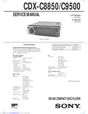 Sony CDX-C8850 - Fm/am Compact Disc Player Service Manual