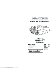 Black & Decker HEPAFresh BXAP041 Use & Care Instructions Manual