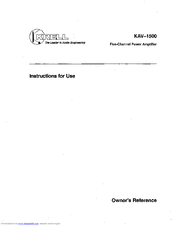 Krell Industries Five-Channel Power Amplifier KAV-1500 Instructions For Use Manual