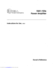 Krell Industries Power Amplifier KAV-150a Owner's Reference Manual
