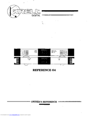 Krell Industries Digital-to-Analog Processor REFERENCE 64 Owner's Reference Manual