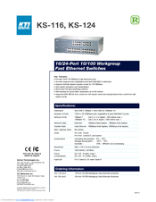 KTI Networks KS-116 Specification Sheet