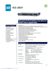KTI Networks KS-2601 Specification Sheet