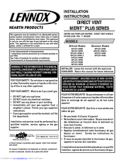 Lennox Hearth Products MPLDV-30NM Installation Instructions Manual