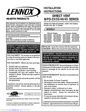 Lennox Hearth Products Direct Vent MPD-33 Series Installation Instructions Manual